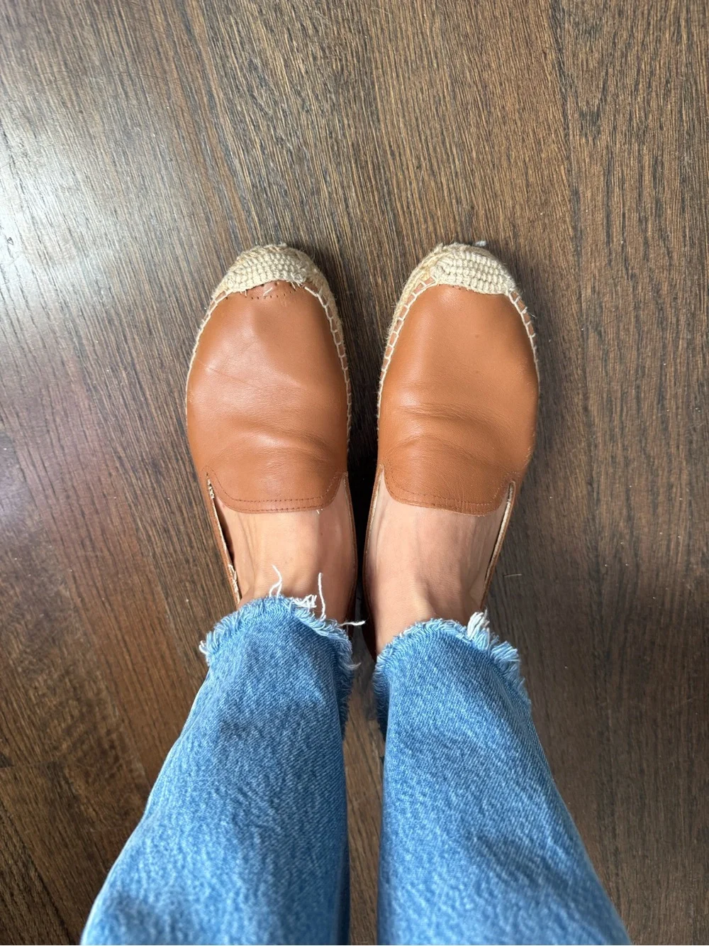 Soludos Tan Leather Espadrille Slip-Ons